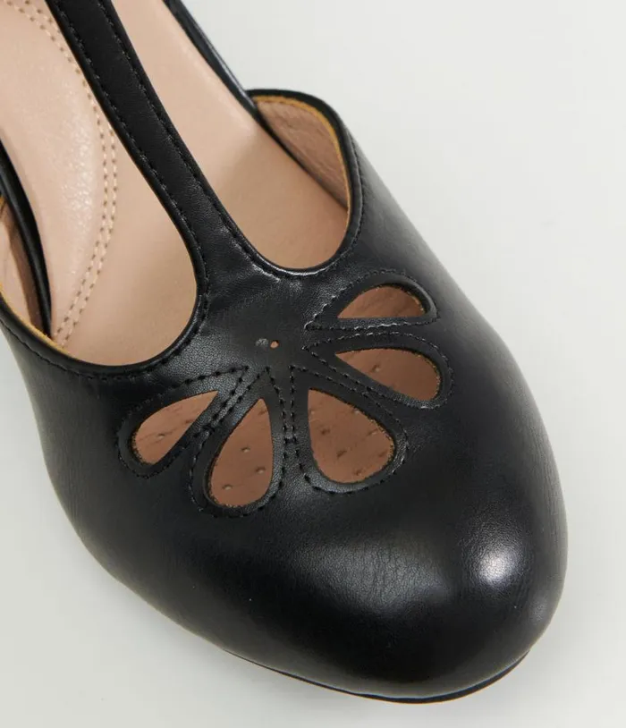 1920s Black Leatherette TStrap Heels Shoes Unique Vintage Heels