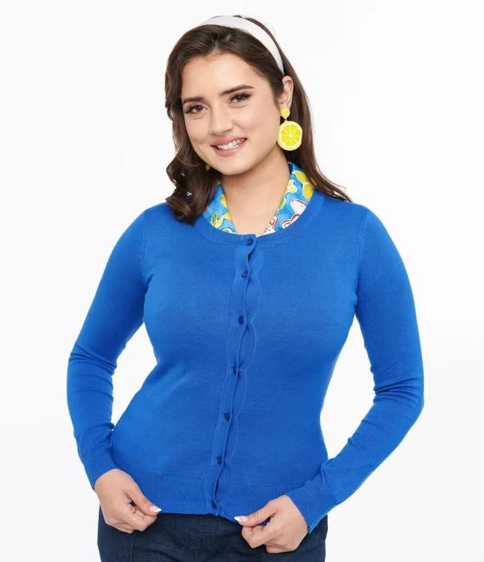 1950s Marine Blue Cardigan Clothing Unique Vintage Sweaters and Cardigans