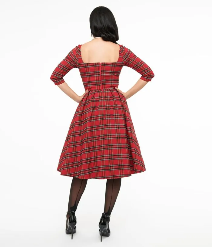 1950s Red Plaid Lamar Swing Dress Dresses Unique Vintage Swing