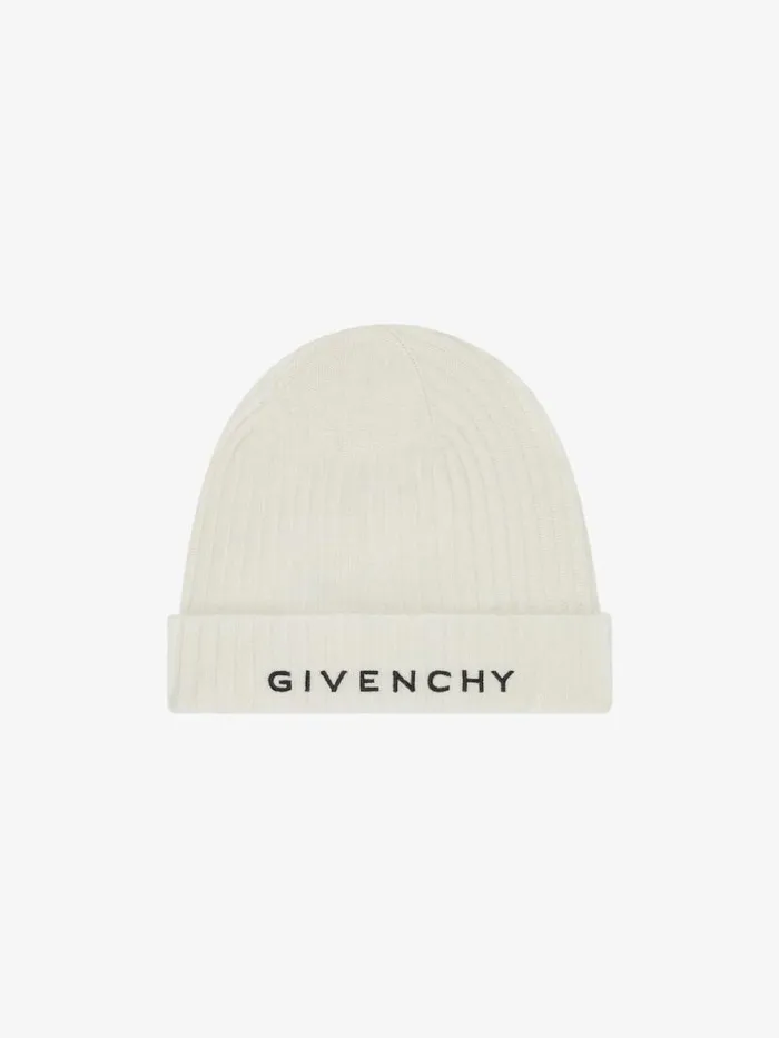4g Beanie In Wool And Cashmere Ivoryblack Men Givenchy Beanies and Caps