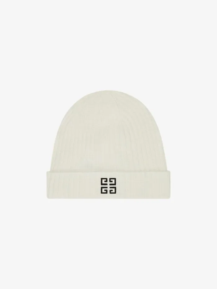 4g Beanie In Wool And Cashmere Ivoryblack Men Givenchy Beanies and Caps