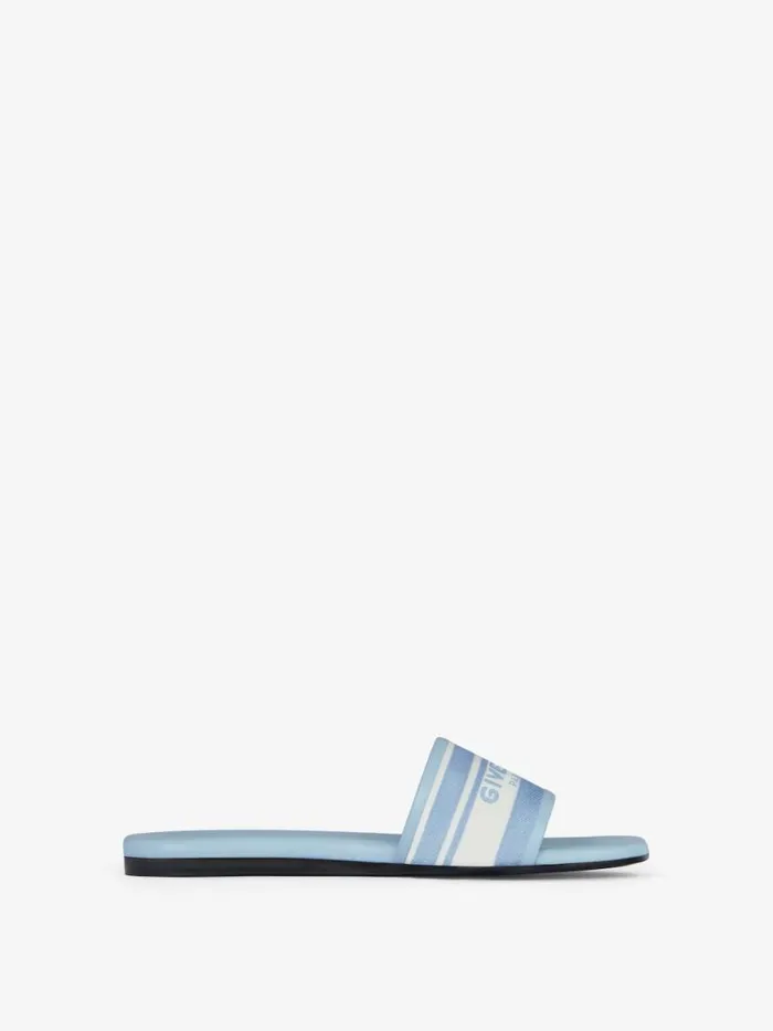 4g Flat Mules In Denim With Stripes Whiteblue Women Givenchy Slides and Sandals 4g Flat Mules In Denim With Stripes Whiteblue Women Givenchy Slides and Sandals