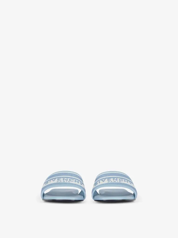 4g Flat Mules In Denim With Stripes Whiteblue Women Givenchy Slides and Sandals