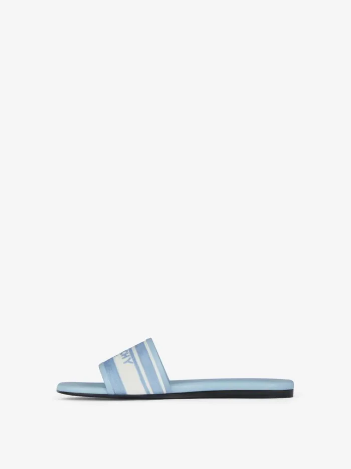 4g Flat Mules In Denim With Stripes Whiteblue Women Givenchy Slides and Sandals