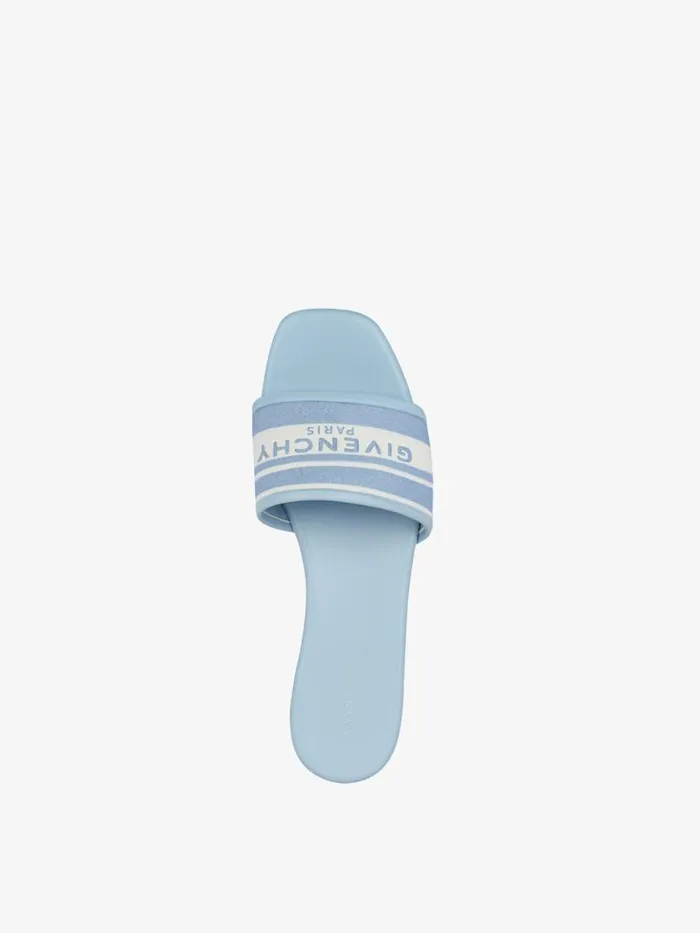 4g Flat Mules In Denim With Stripes Whiteblue Women Givenchy Slides and Sandals
