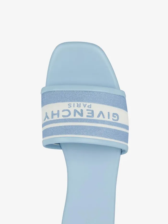 4g Flat Mules In Denim With Stripes Whiteblue Women Givenchy Slides and Sandals