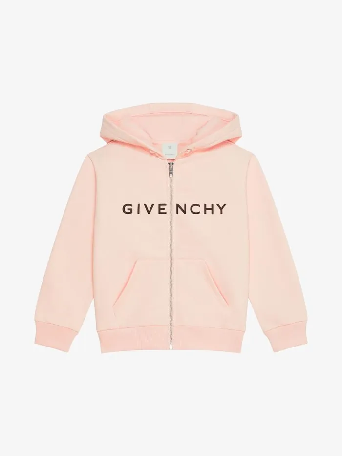 4g Hooded Cardigan In Fleece Light Pink Kids Givenchy