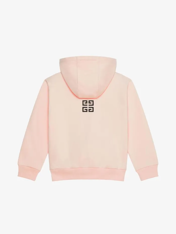 4g Hooded Cardigan In Fleece Light Pink Kids Givenchy