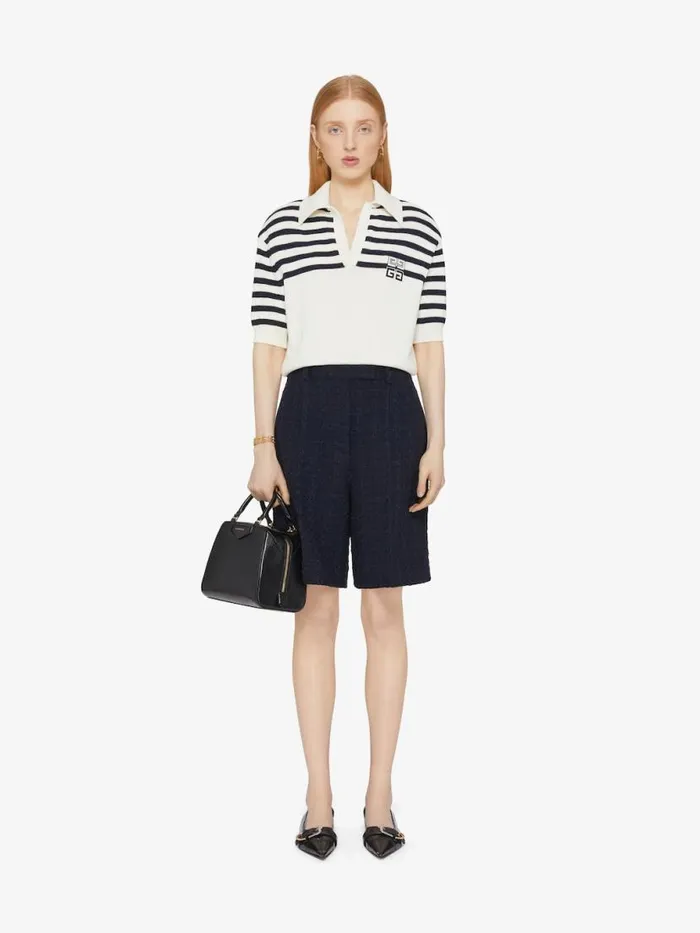 4g Striped Polo Sweater In Wool And Cotton Whitenavy Women Givenchy Sweaters