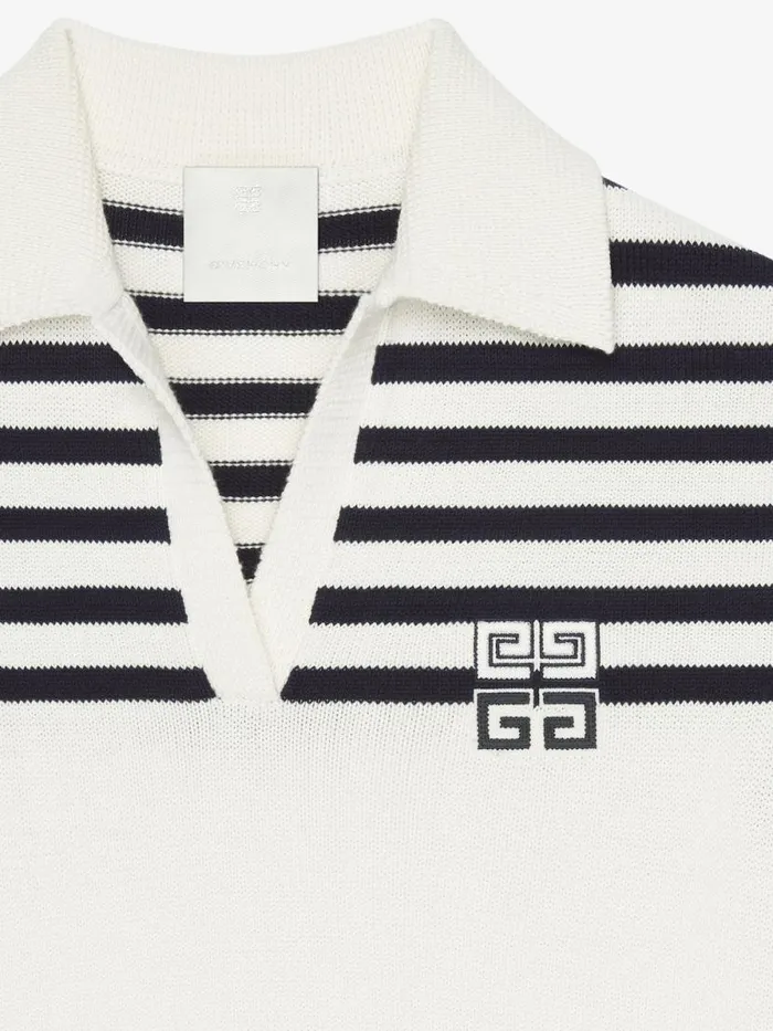 4g Striped Polo Sweater In Wool And Cotton Whitenavy Women Givenchy Sweaters