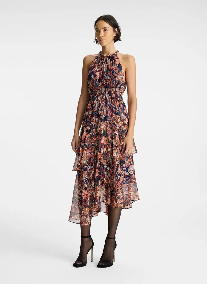 Accessories Women ALC Elaine Silk Midi Dress Port Wine Multi Accessories Women ALC Elaine Silk Midi Dress Port Wine Multi