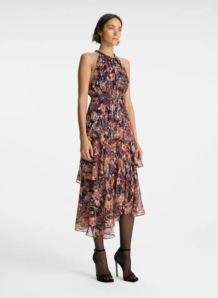 Accessories Women ALC Elaine Silk Midi Dress Port Wine Multi Accessories Women ALC Elaine Silk Midi Dress Port Wine Multi
