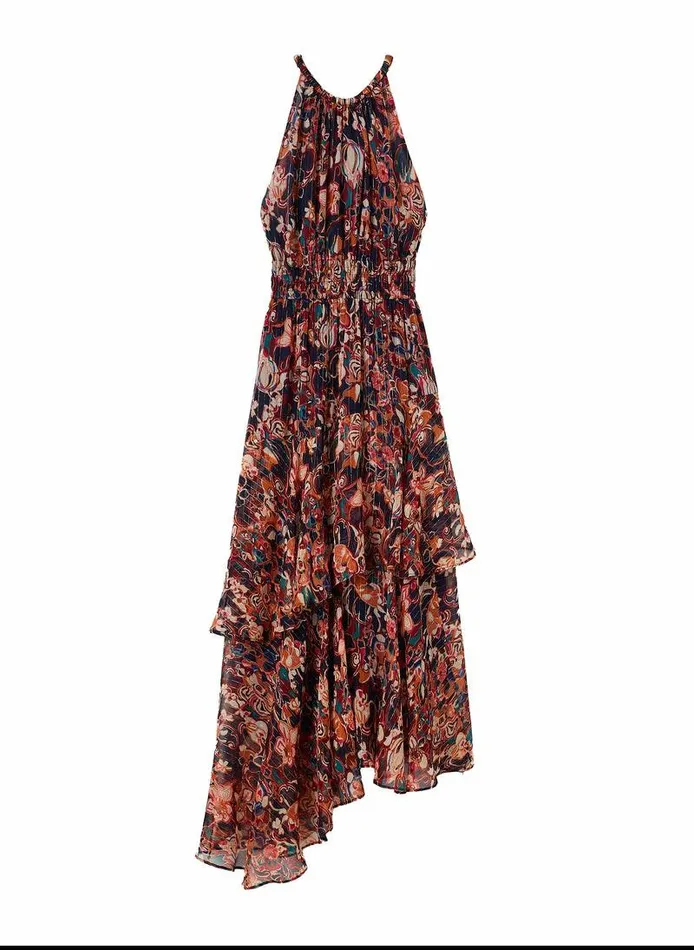 Accessories Women ALC Elaine Silk Midi Dress Port Wine Multi Accessories Women ALC Elaine Silk Midi Dress Port Wine Multi