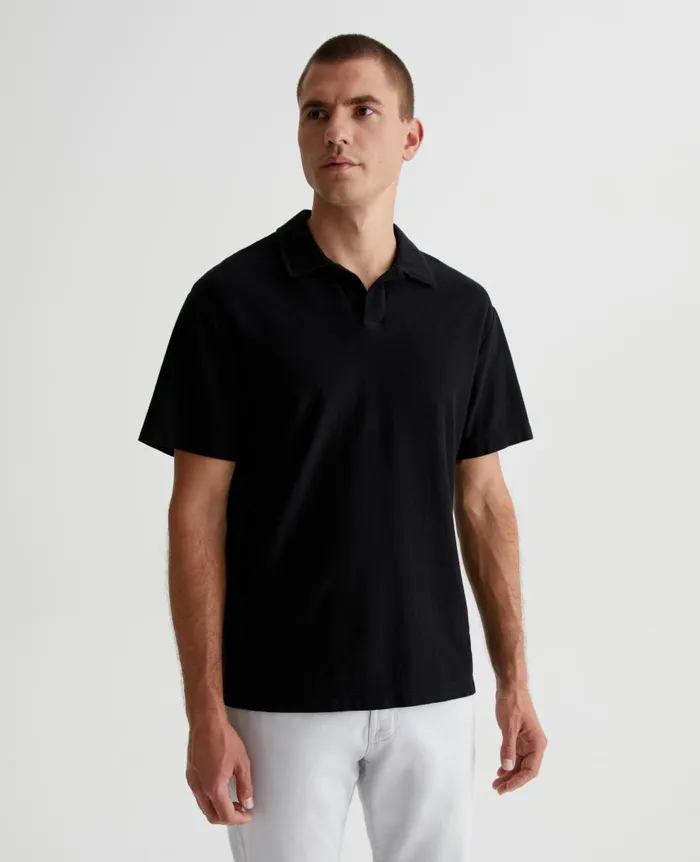 AG Jeans Bryce Johnny Collar True Black Men Polos