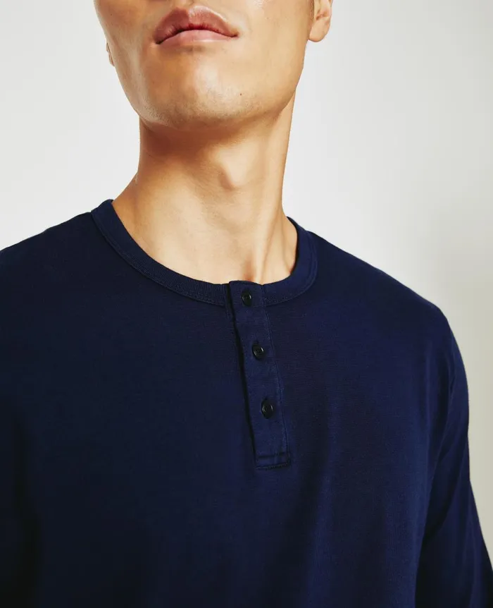 AG Jeans Bryce Long Sleeve Henley Deep Navy Men Tees