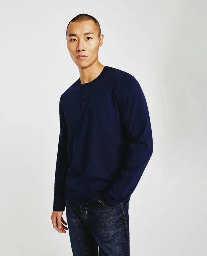 AG Jeans Bryce Long Sleeve Henley Deep Navy Men Tees
