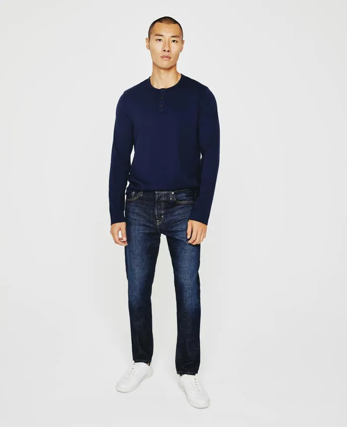 AG Jeans Bryce Long Sleeve Henley Deep Navy Men Tees