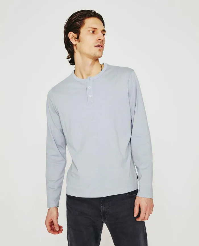 AG Jeans Bryce Long Sleeve Henley White Sands Men Tees
