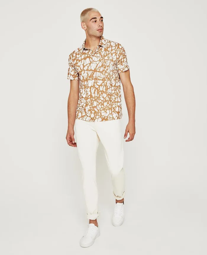 AG Jeans Bryce Polo Ag Pebble Camel Multi Men Polos AG Jeans Bryce Polo Ag Pebble Camel Multi Men Polos