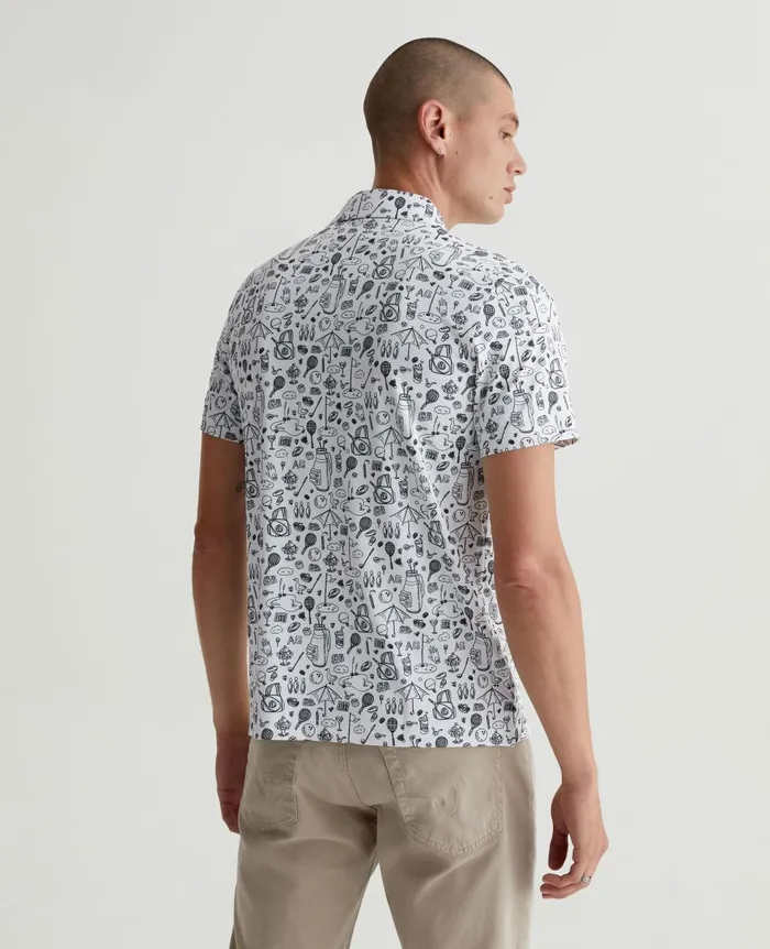 AG Jeans Bryce Polo Sports Doodle White Men Polos AG Jeans Bryce Polo Sports Doodle White Men Polos
