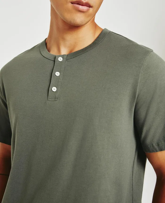 AG Jeans Bryce Short Sleeve Henley Hunter Sage Men Tees AG Jeans Bryce Short Sleeve Henley Hunter Sage Men Tees