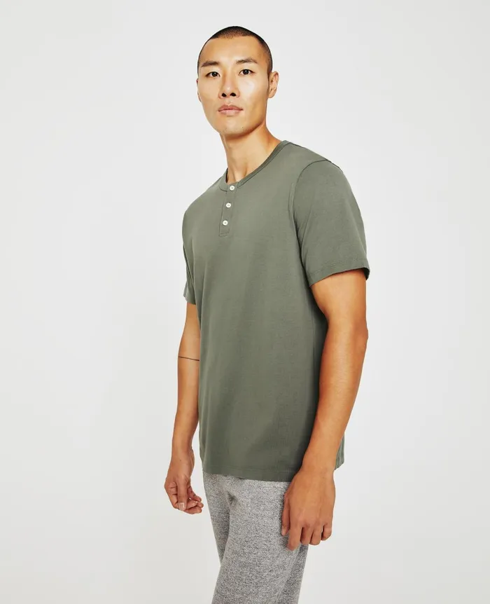 AG Jeans Bryce Short Sleeve Henley Hunter Sage Men Tees AG Jeans Bryce Short Sleeve Henley Hunter Sage Men Tees