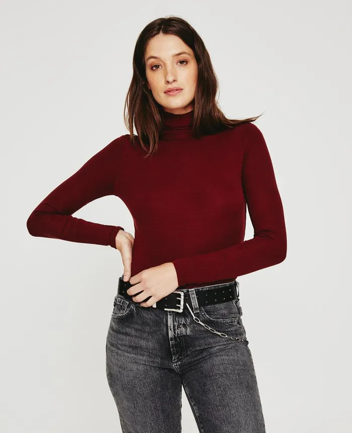 AG Jeans Chels Turtleneck Dark Sangria Women Tops and Shirts
