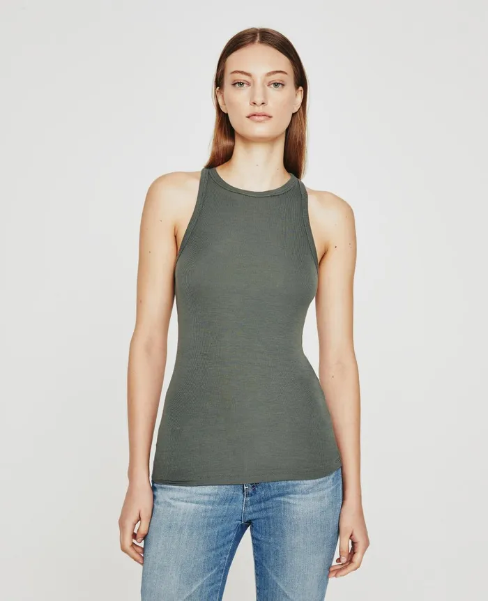 AG Jeans Orso Tank Armory Green Women Tees and Tanks