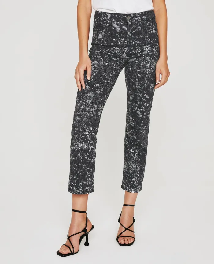 Alexxis Crop Flower Field Black Multi Women AG Jeans Denim Alexxis Crop Flower Field Black Multi Women AG Jeans Denim