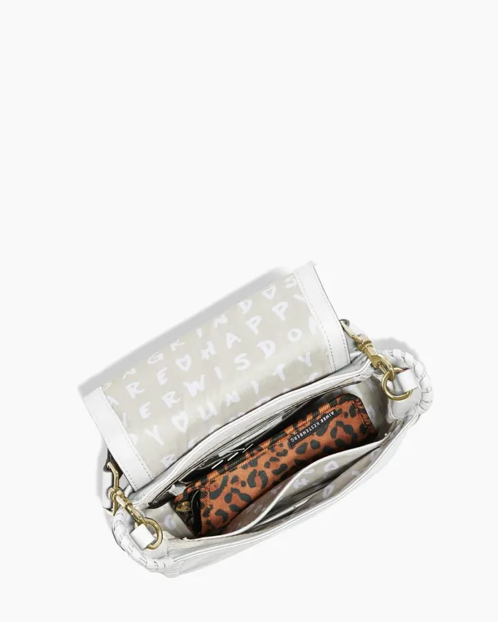 All For Love Saddle Crossbody Cloud With Shiny Gold Women Aimee Kestenberg Crossbody Bags