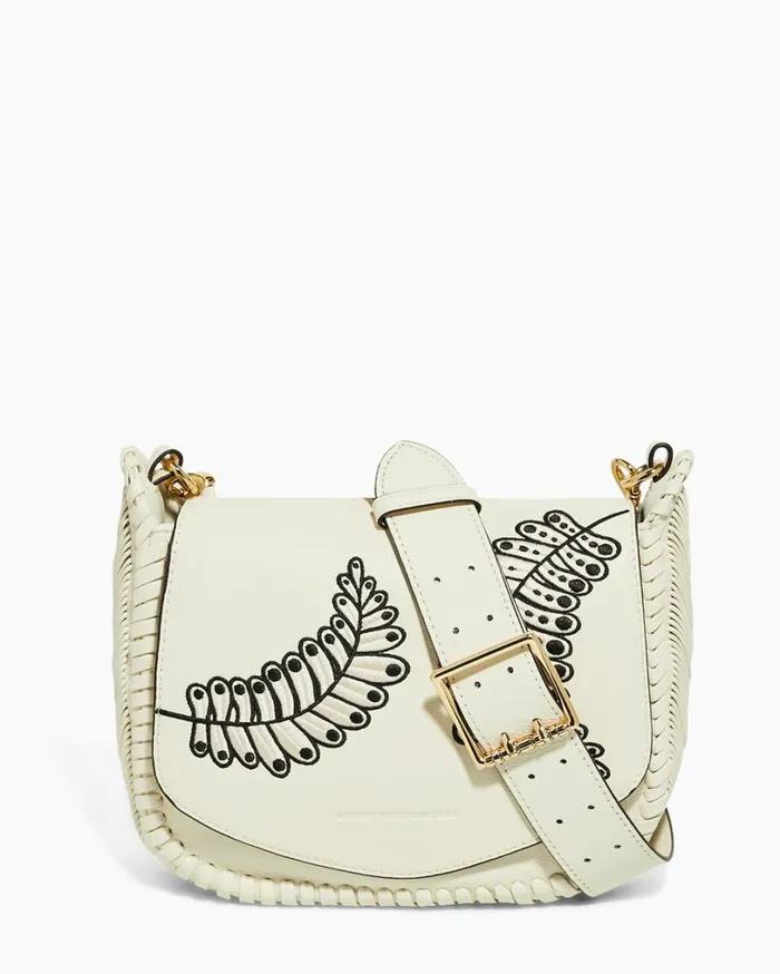 All For Love Saddle Crossbody Vanilla Leaf Embroidery Women Aimee Kestenberg Crossbody Bags