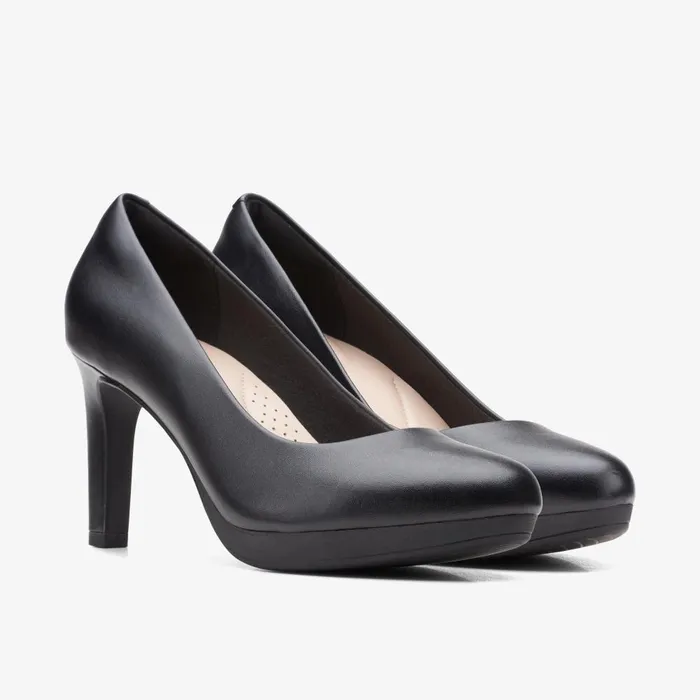 Ambyr Joy Black Leather Women Clarks Heels and Pumps