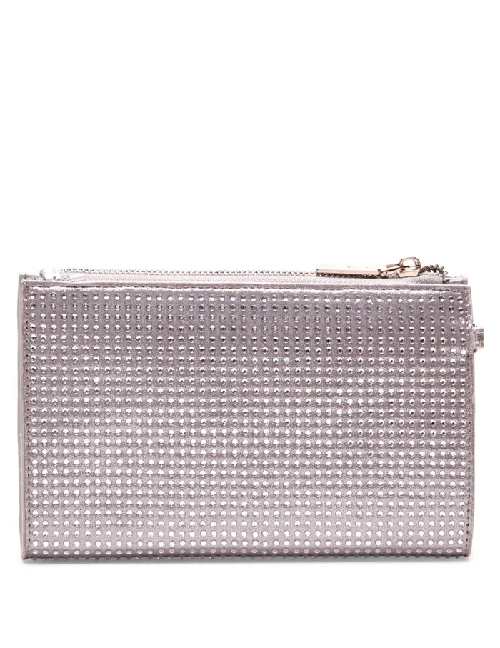Anne Klein 2 Piece Gift Set With Rhinestone Zip Clutch And Card Case Clear Women Handbags