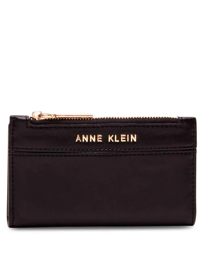 Anne Klein 2 Piece Gift Set With Tweed Zip Clutch And Card Case Black White Tweed Women Handbags