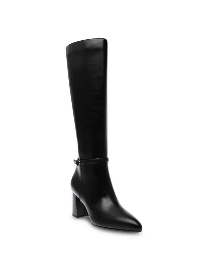 Anne Klein Brenice Tall Boot Black Smooth Women Shoes
