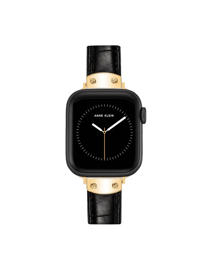 Anne Klein Croco Leather Band For Apple Watch Black Women Watches 038 Jewelry
