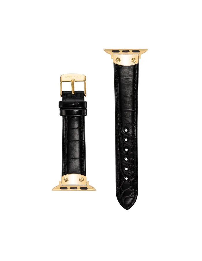 Anne Klein Croco Leather Band For Apple Watch Black Women Watches 038 Jewelry