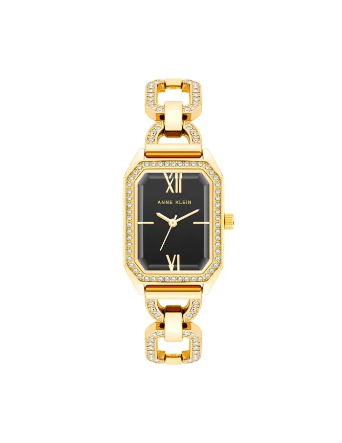 Anne Klein Crystal Accented Open Link Watch Black Women Watches 038 Jewelry