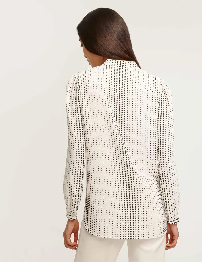 Anne Klein Florentine Dot Print Poet Blouse Anne White Women Clothing