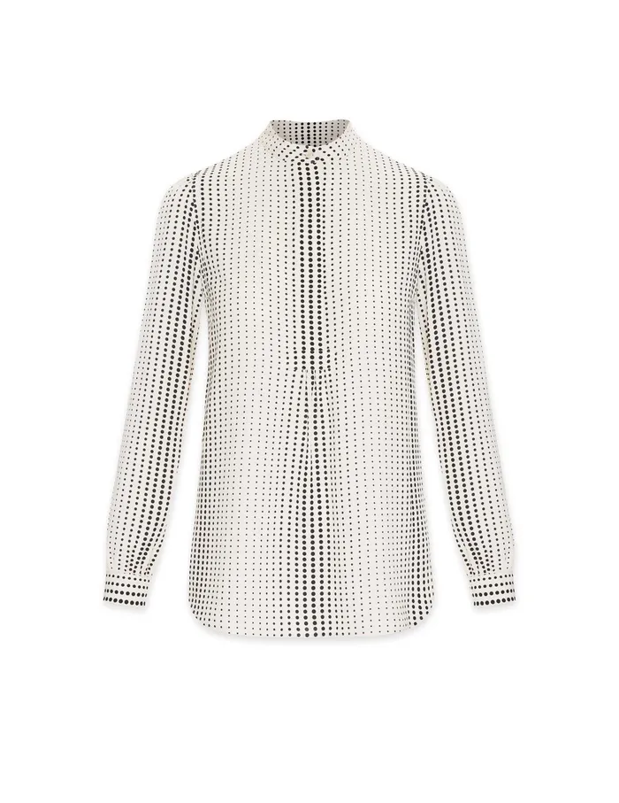 Anne Klein Florentine Dot Print Poet Blouse Anne White Women Clothing
