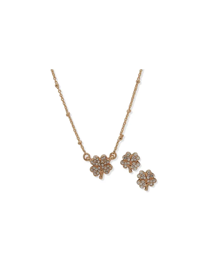 Anne Klein Four Leaf Clover Necklace And Earring Set In Pouch Gold Tone Women Watches 038 Jewelry Anne Klein Four Leaf Clover Necklace And Earring Set In Pouch Gold Tone Women Watches 038 Jewelry