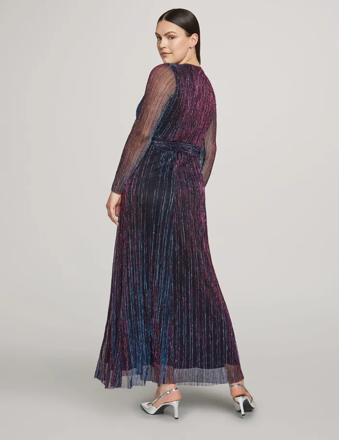 Anne Klein Long Sleeve Maxi Dress Distant Mountain Multi Women Clothing