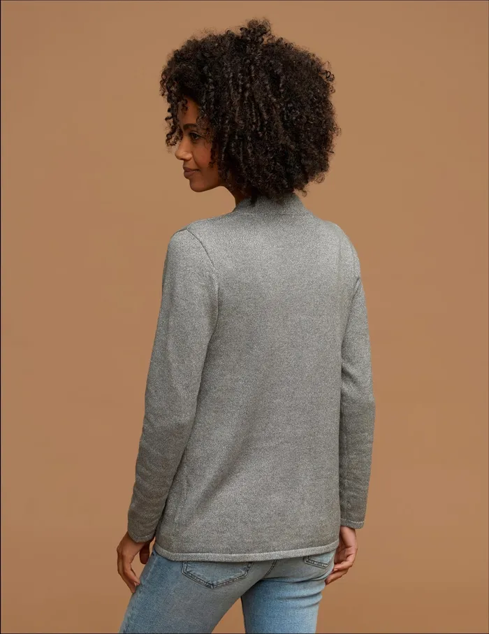 Anne Klein Lurex Malibu Cardigan Medium Heather Grey Women Clothing