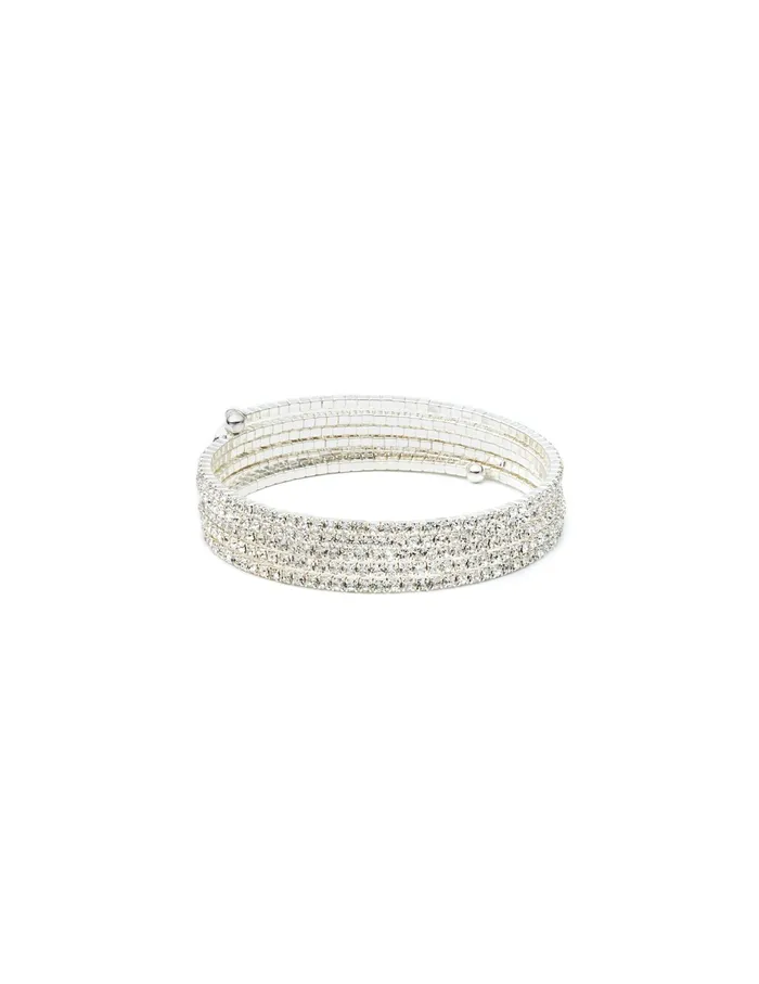 Anne Klein MultiRow Crystal Coil Bracelet Silvertone Women Watches 038 Jewelry