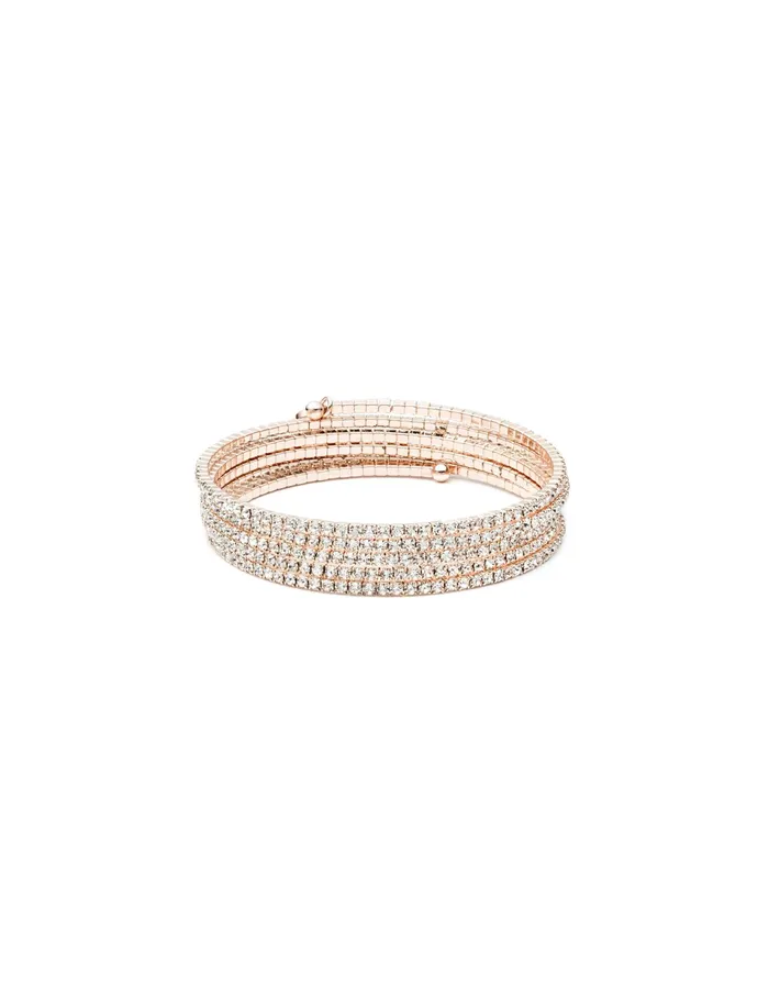 Anne Klein MultiRow Crystal Coil Bracelet Silvertone Women Watches 038 Jewelry