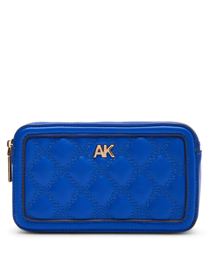 Anne Klein Quilted Double Zip Crossbody Cobalt Women Handbags