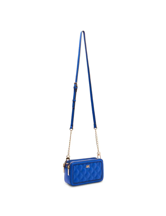 Anne Klein Quilted Double Zip Crossbody Cobalt Women Handbags