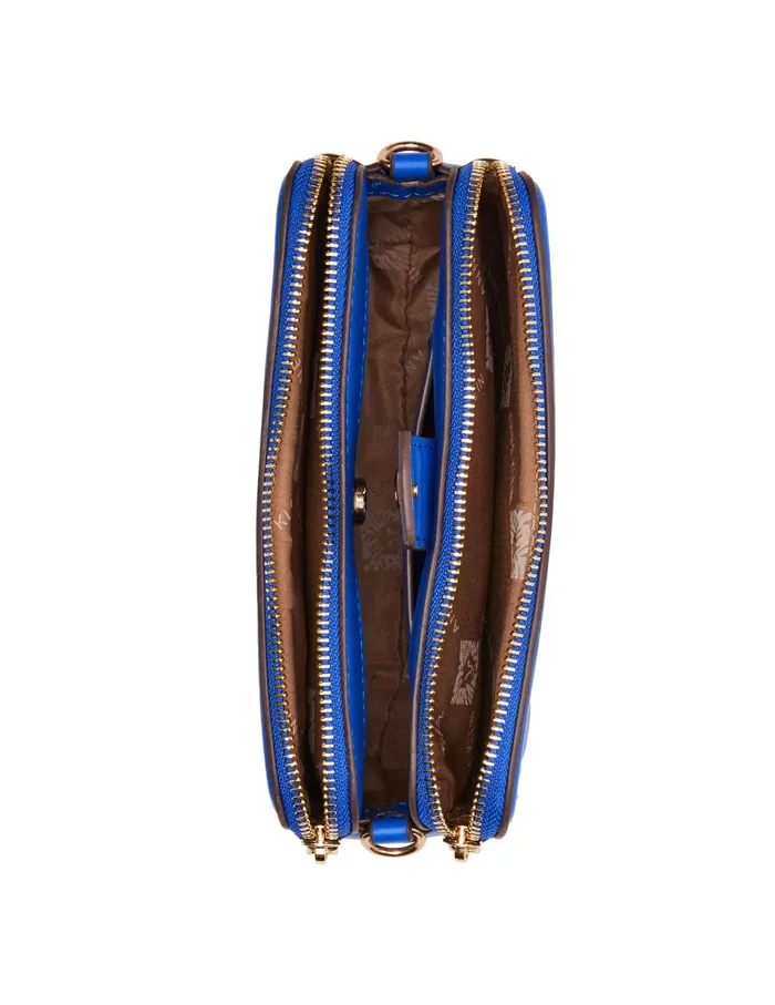Anne Klein Quilted Double Zip Crossbody Cobalt Women Handbags