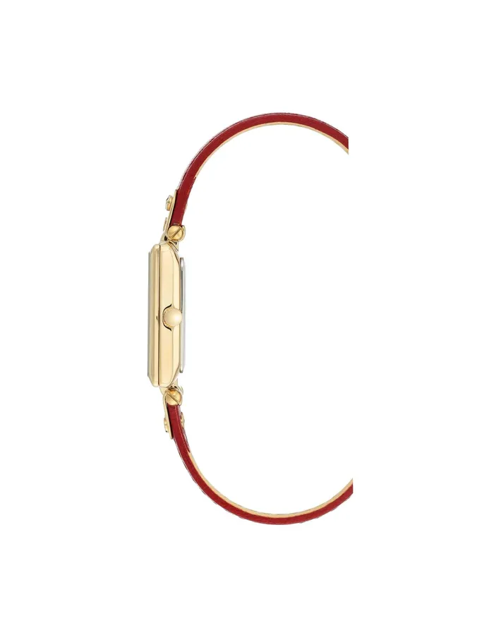 Anne Klein Rectangular Case Leather Strap Watch Red Women Watches 038 Jewelry
