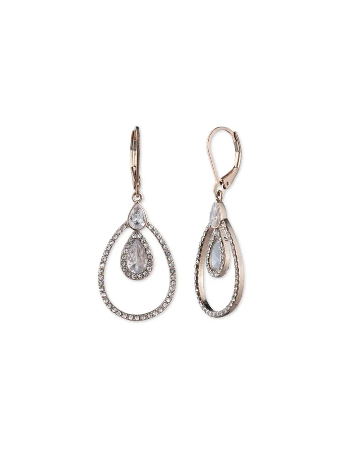 Anne Klein Rose GoldTone Crystal Pave Rim Drop Earrings Rosetone Women Watches 038 Jewelry Anne Klein Rose GoldTone Crystal Pave Rim Drop Earrings Rosetone Women Watches 038 Jewelry